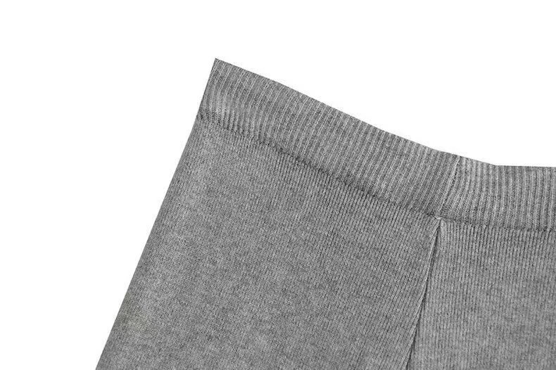 [Special offer]Gray Wide-leg Knitted Pants