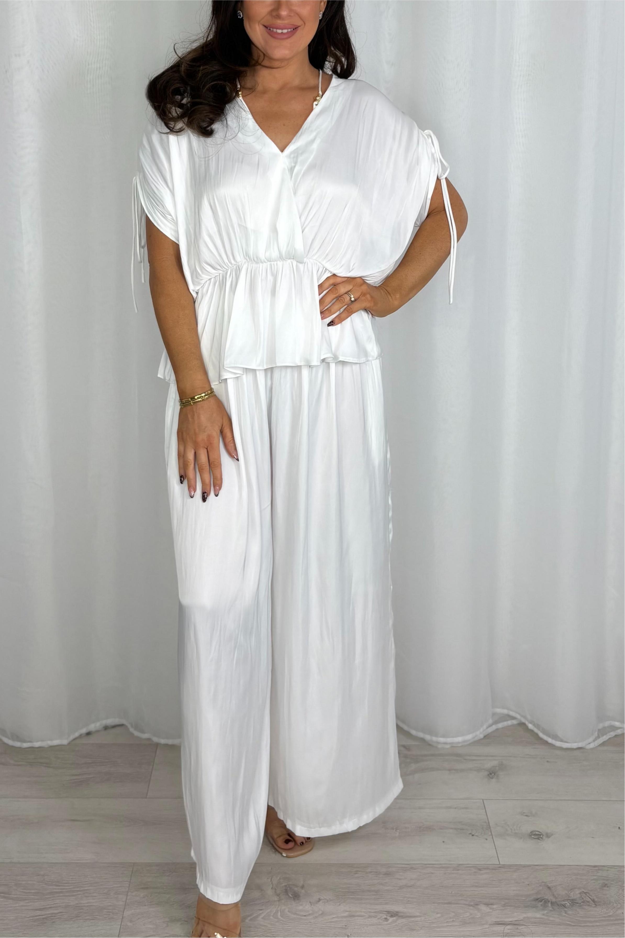 V-Neck Cinched Waist Top & Trouser Co-Ord