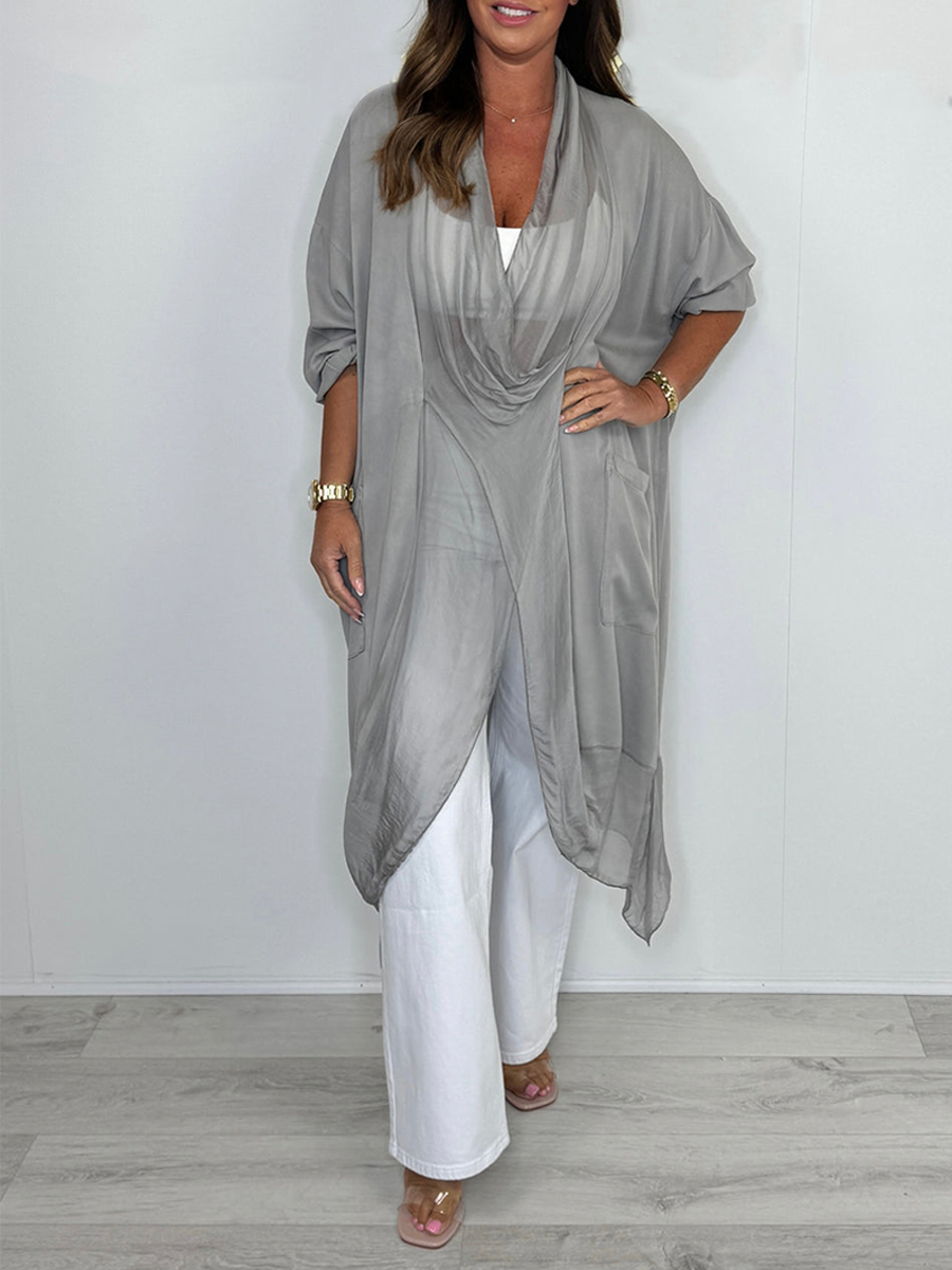 Silk Crossover Front Top With Pockets