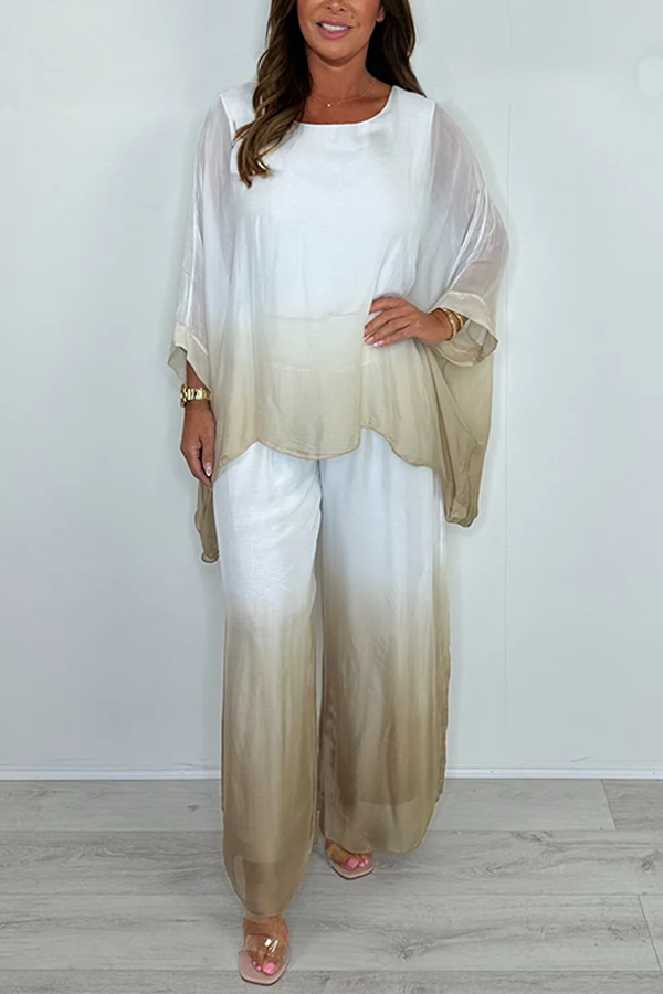 Silk Mix Dip Dye Floaty Trouser Co-ord