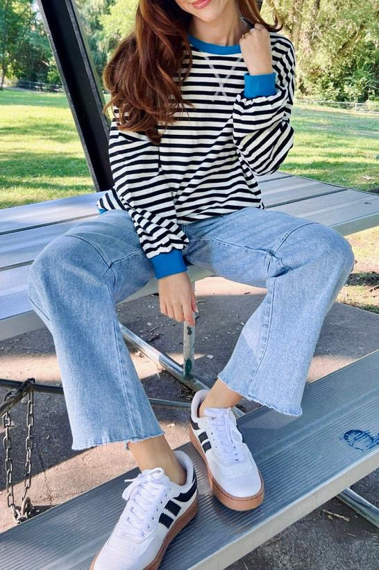 Striped Crew Neck Sweatshirt