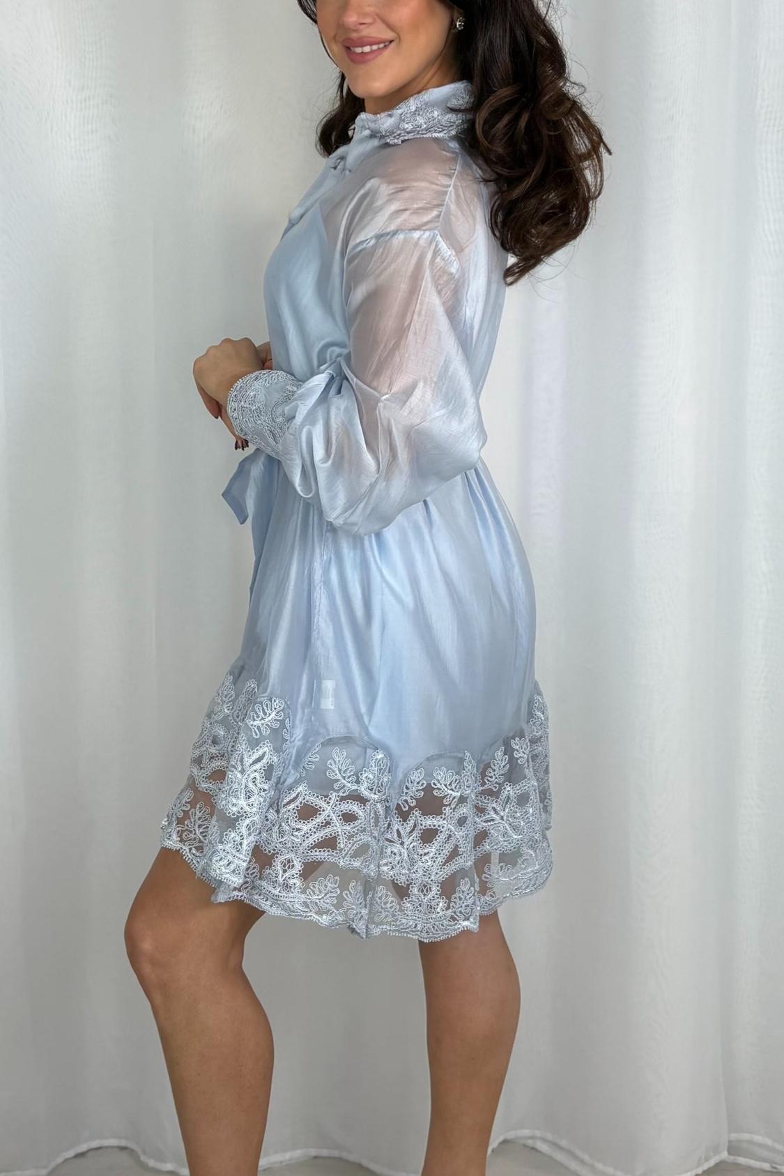 Satin Lace Shirt Dress