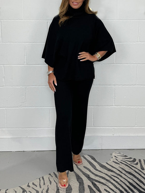 Soft Knit Roll Neck Top & Wide Leg Trouser Co Ord