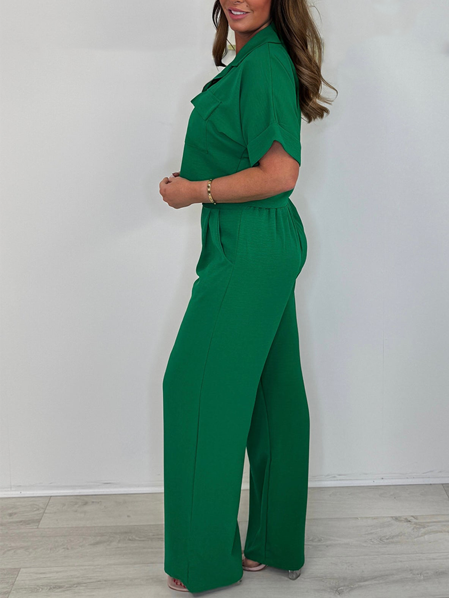 Short Sleeve Pocket Detail Top & Trouser Co-Ord