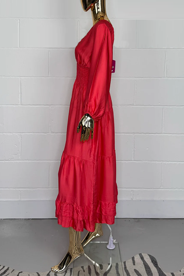 V-Neck Satin Dress