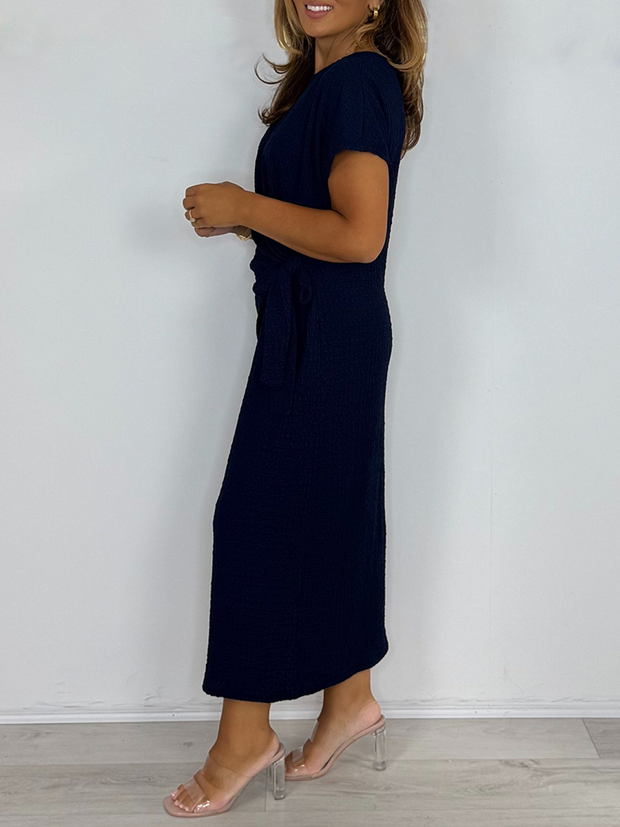 Crinkle Knot Front Oversize Maxi Dress