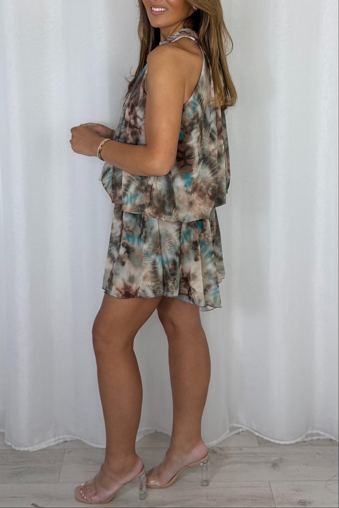 Rope Design Racer Neck Floaty Dress