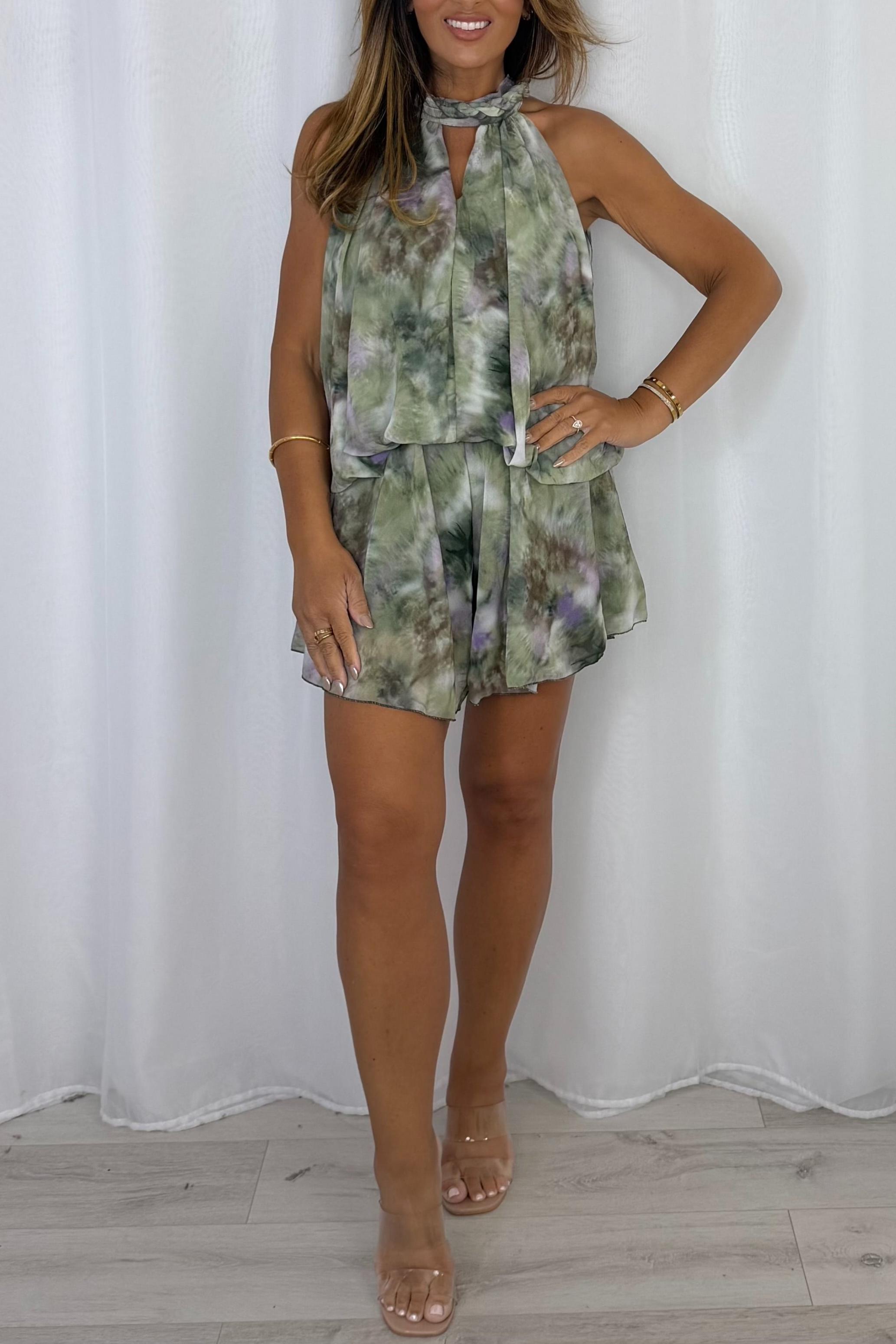 Rope Design Racer Neck Floaty Dress