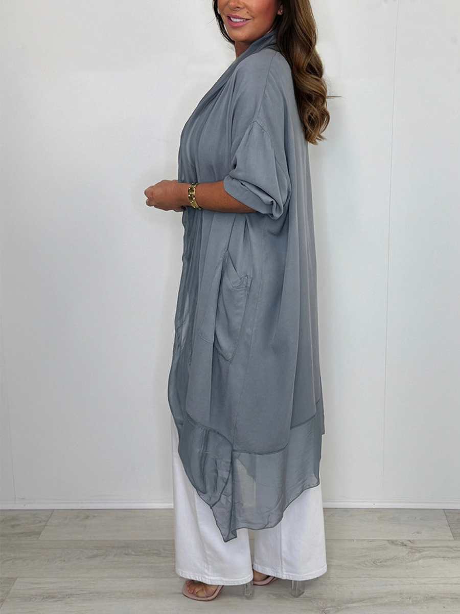 Silk Crossover Front Top With Pockets