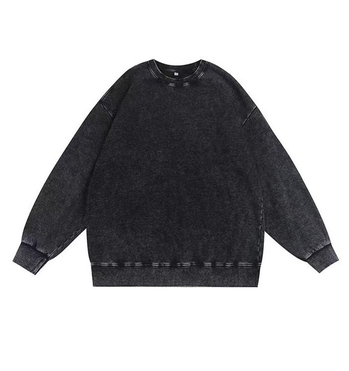 Finnish Acid-Wash Loose-Fitting Sweatshirt