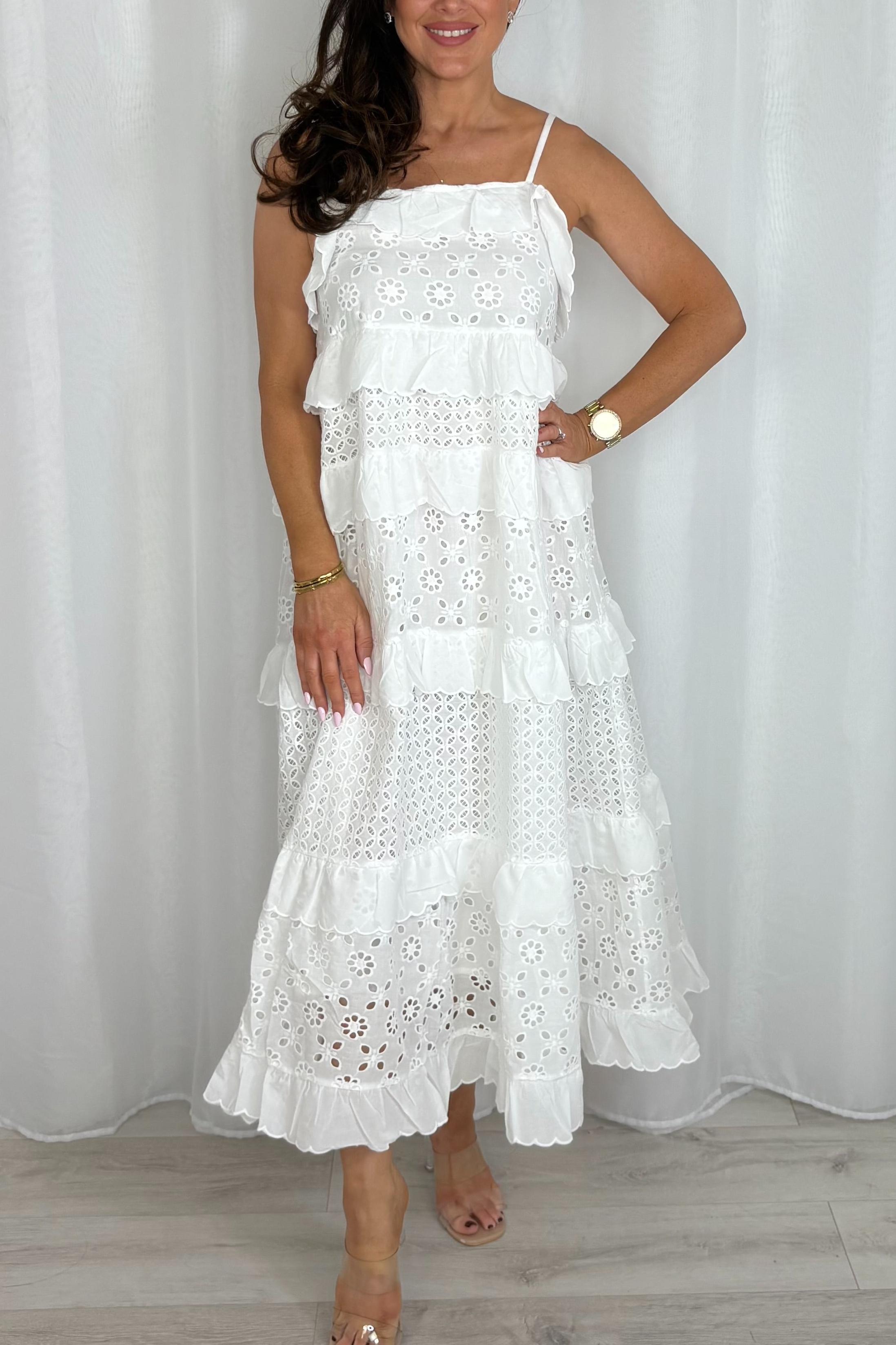 White Embroidery Anglaise Maxi Dress