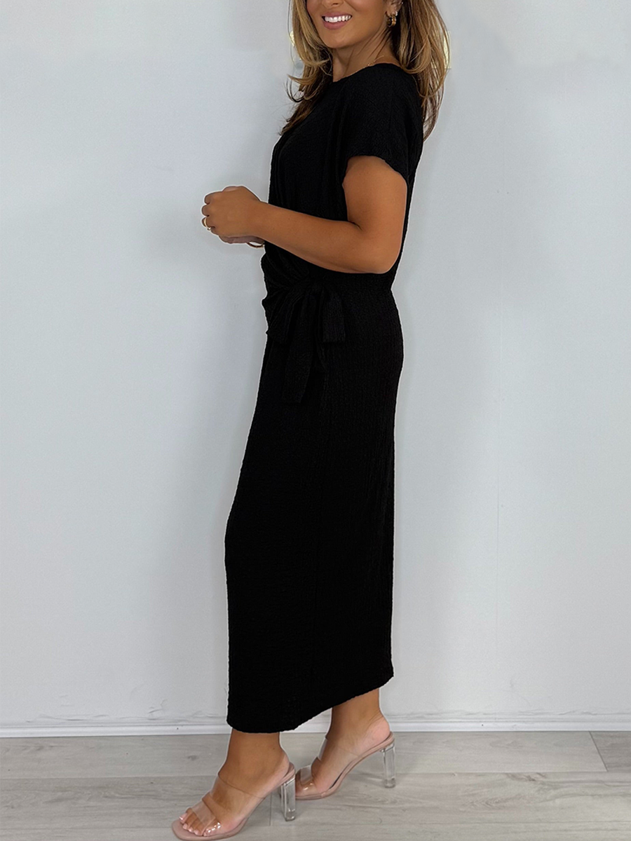 Crinkle Knot Front Oversize Maxi Dress