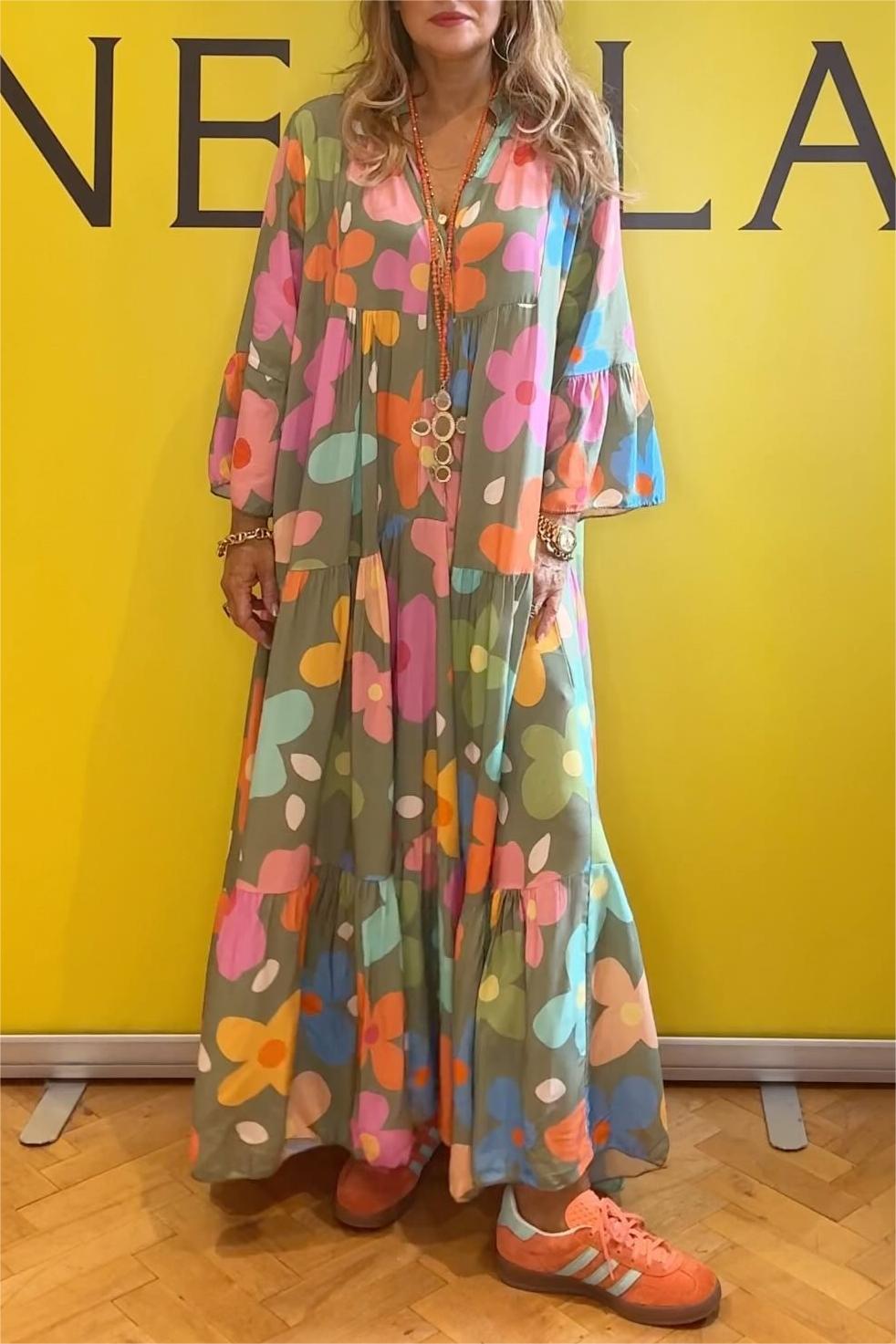 Multicolor Petal Print Maxi dress