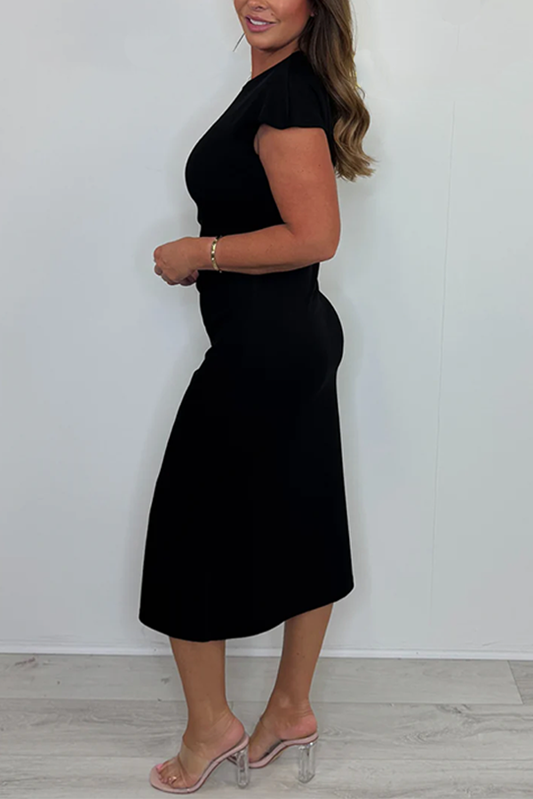 Bodycon Midi Dress With Ruched Side Detail