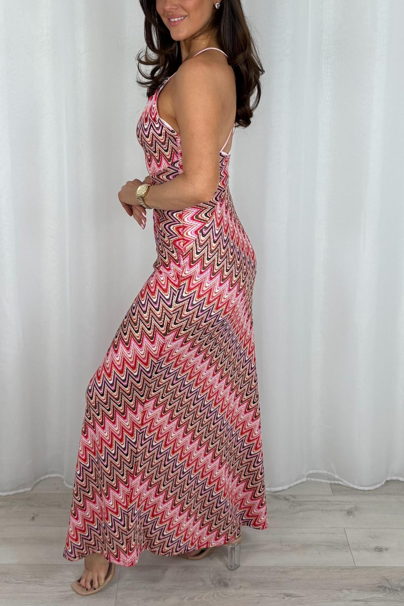 Zigzag Crossover Spaghetti Strap Dress