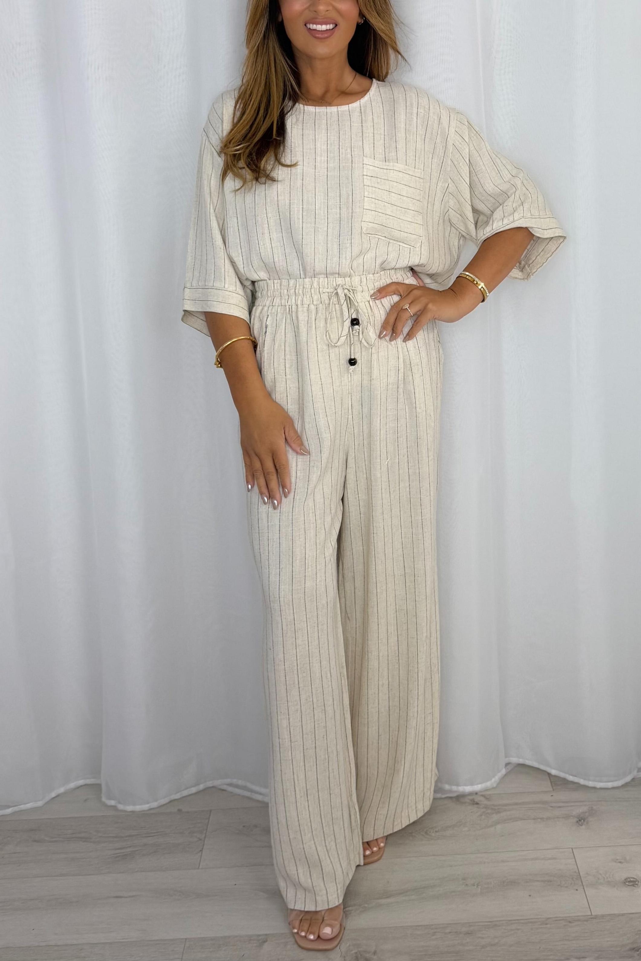 Pinstripe Top And Trouser Co-Ord