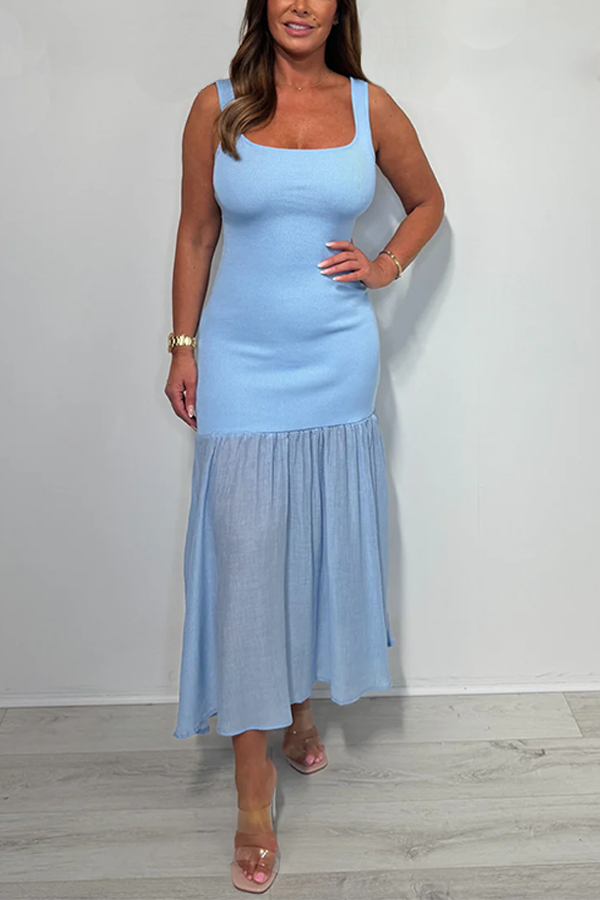 Chiffon Dropped Hem Vest Dress