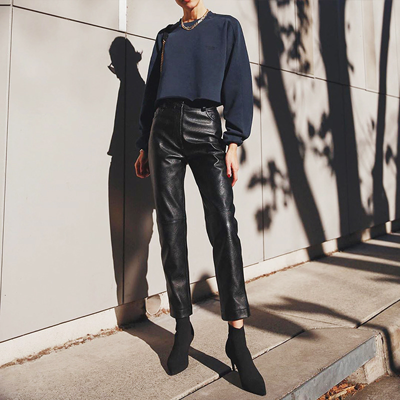 HighWaisted Black Leather Pants