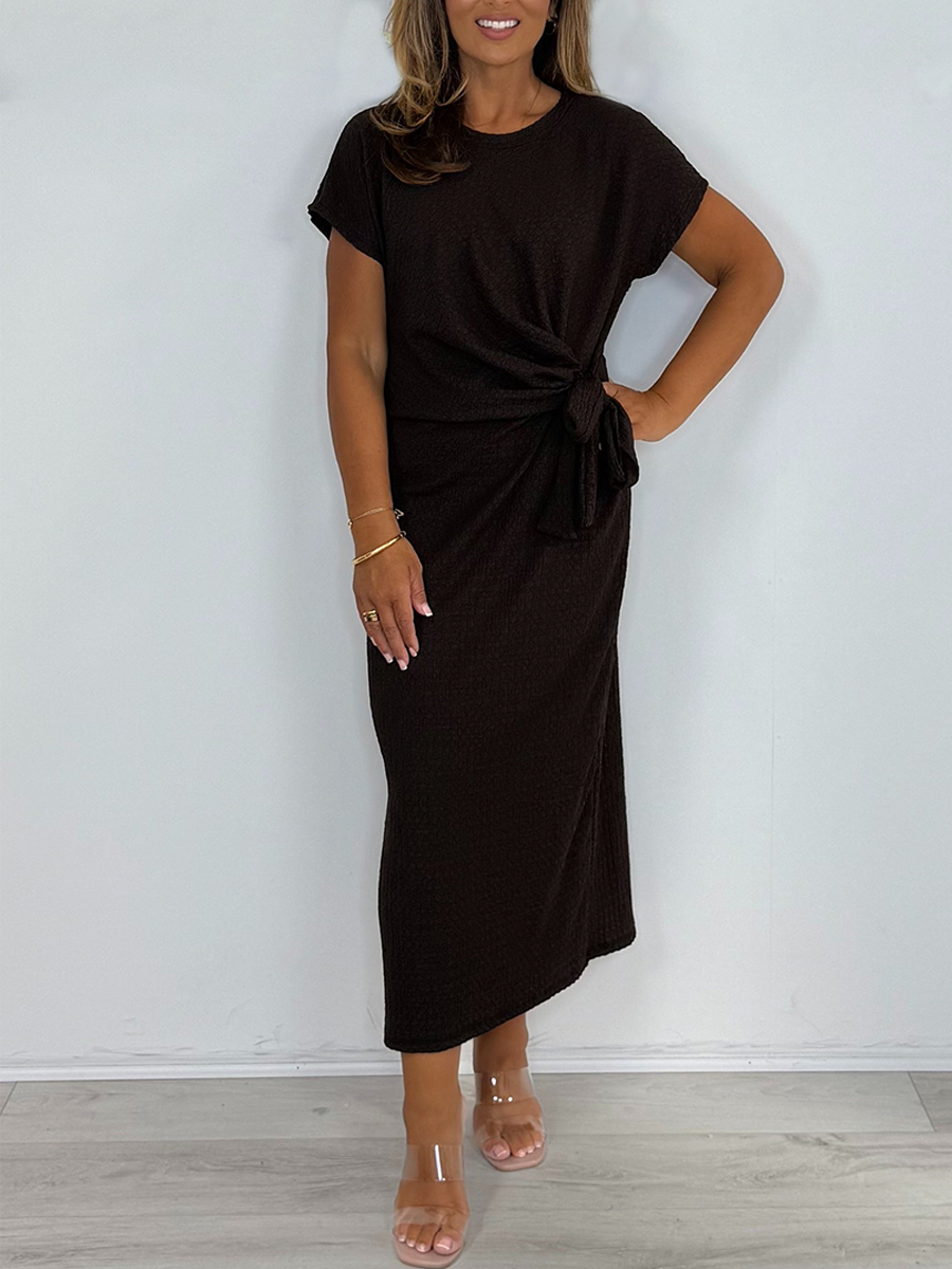 Crinkle Knot Front Oversize Maxi Dress
