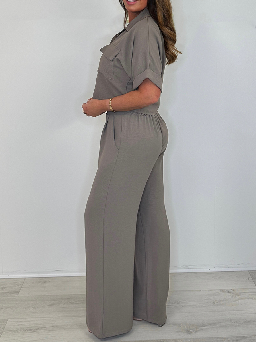 Short Sleeve Pocket Detail Top & Trouser Co-Ord