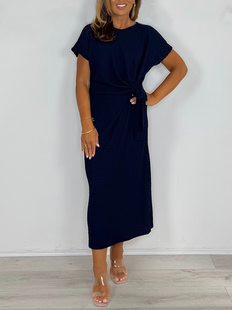 Crinkle Knot Front Oversize Maxi Dress