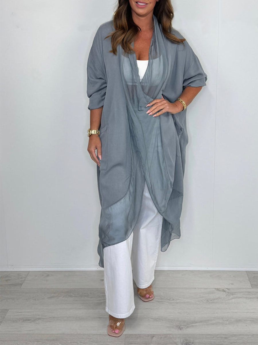 Silk Crossover Front Top With Pockets