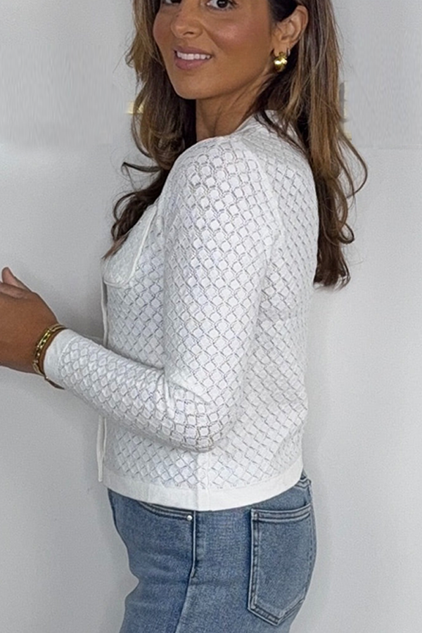 Long Sleeve Silver Button Cardigan