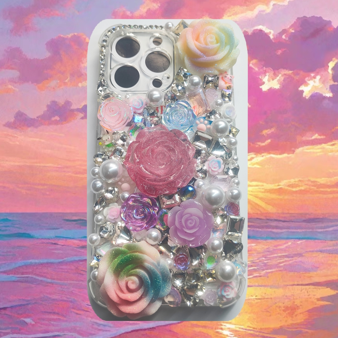 [Link 1]   Private-customized Shiny Stone iphone case, glitter Flower Rhinestone Phone case