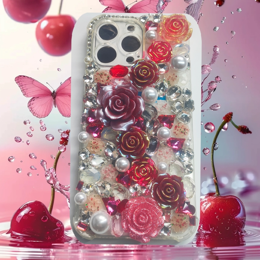 [Link 1]   Private-customized Shiny Stone iphone case, glitter Flower Rhinestone Phone case