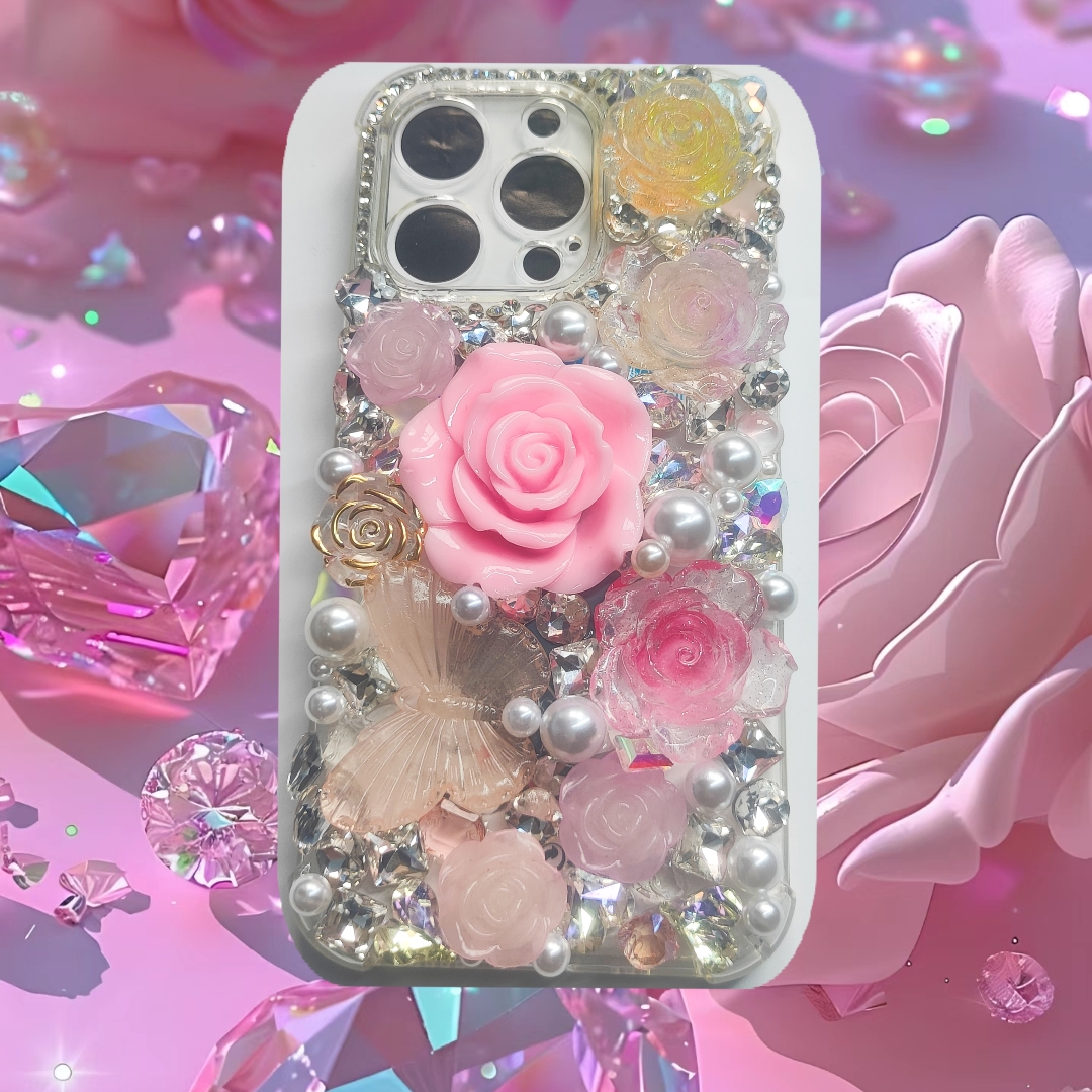 [Link 1]   Private-customized Shiny Stone iphone case, glitter Flower Rhinestone Phone case