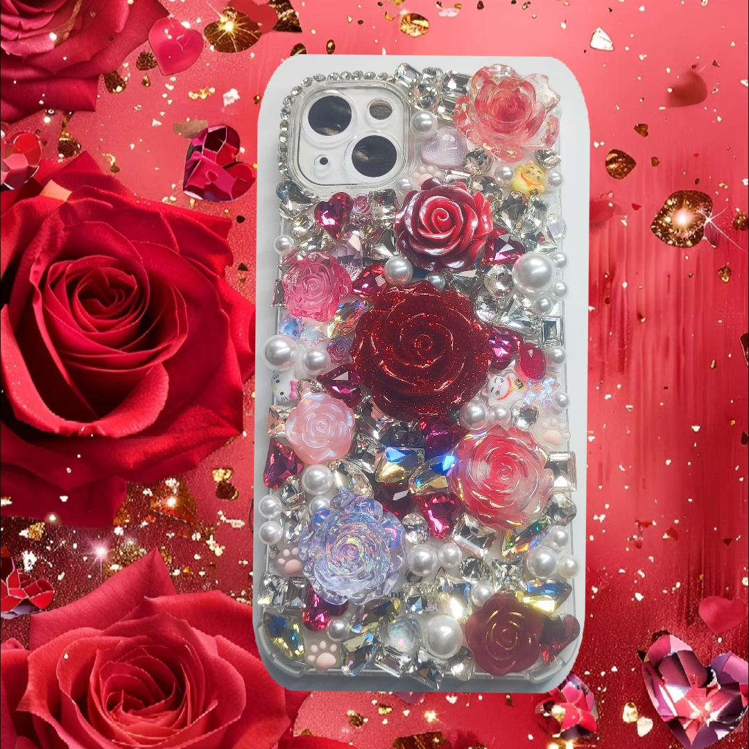 [Link 1]   Private-customized Shiny Stone iphone case, glitter Flower Rhinestone Phone case