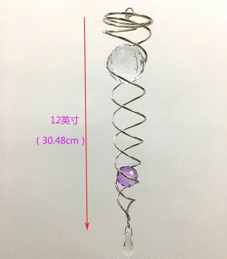 [ Link 57 ] Stainless Steel Spiral Wind Chimes Crystal Glass Ball Pendants for Home Decor,12 Inches illusion Toy 
