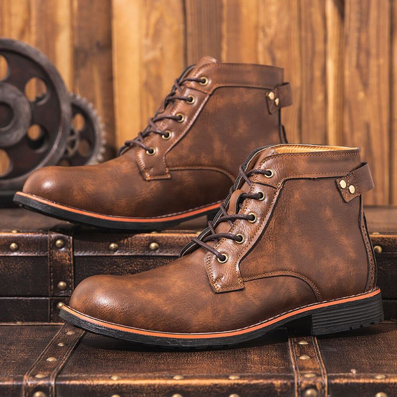 Men's Genuine Leather Waterproof Vintage Casual Polo Boots
