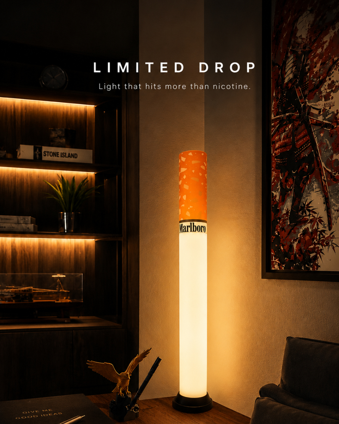 🚬 Cigarette Tube Shaped Marlboro Style Floor Lamp | Retro Industrial Novelty Ambient Light-KOLAICH™