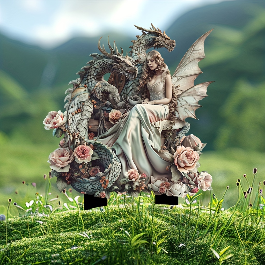 🔥Last Day Promotion 49% OFF-Beautiful nymphs sitting beside two dragons.