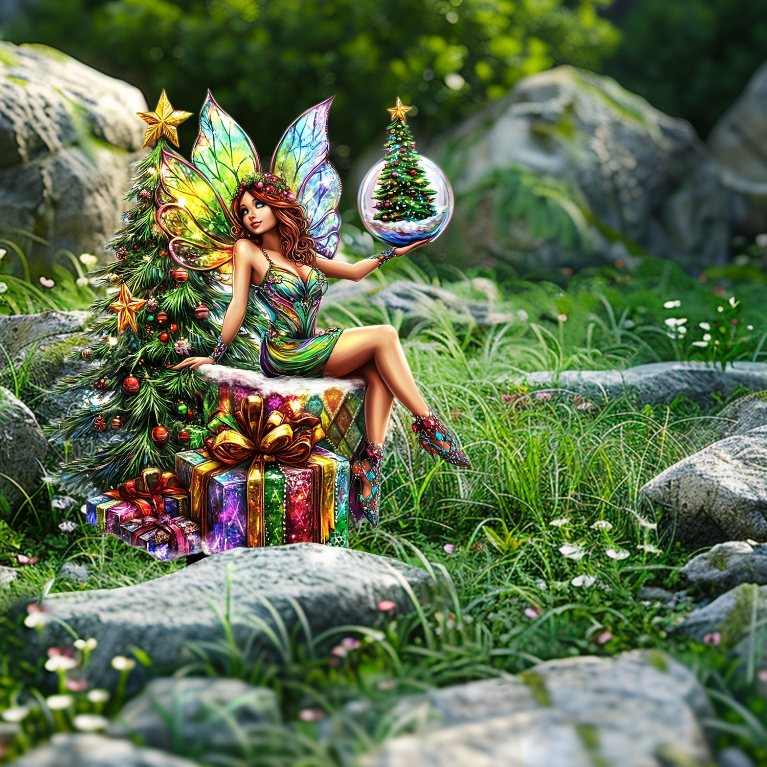 🔥Last Day Promotion 49% OFF-Christmas Tree Crystal Ball Rainbow Fairy