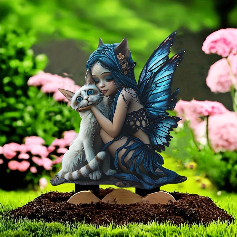 🔥Last Day Promotion 49% OFF-Blue and black winged fairy with white cat