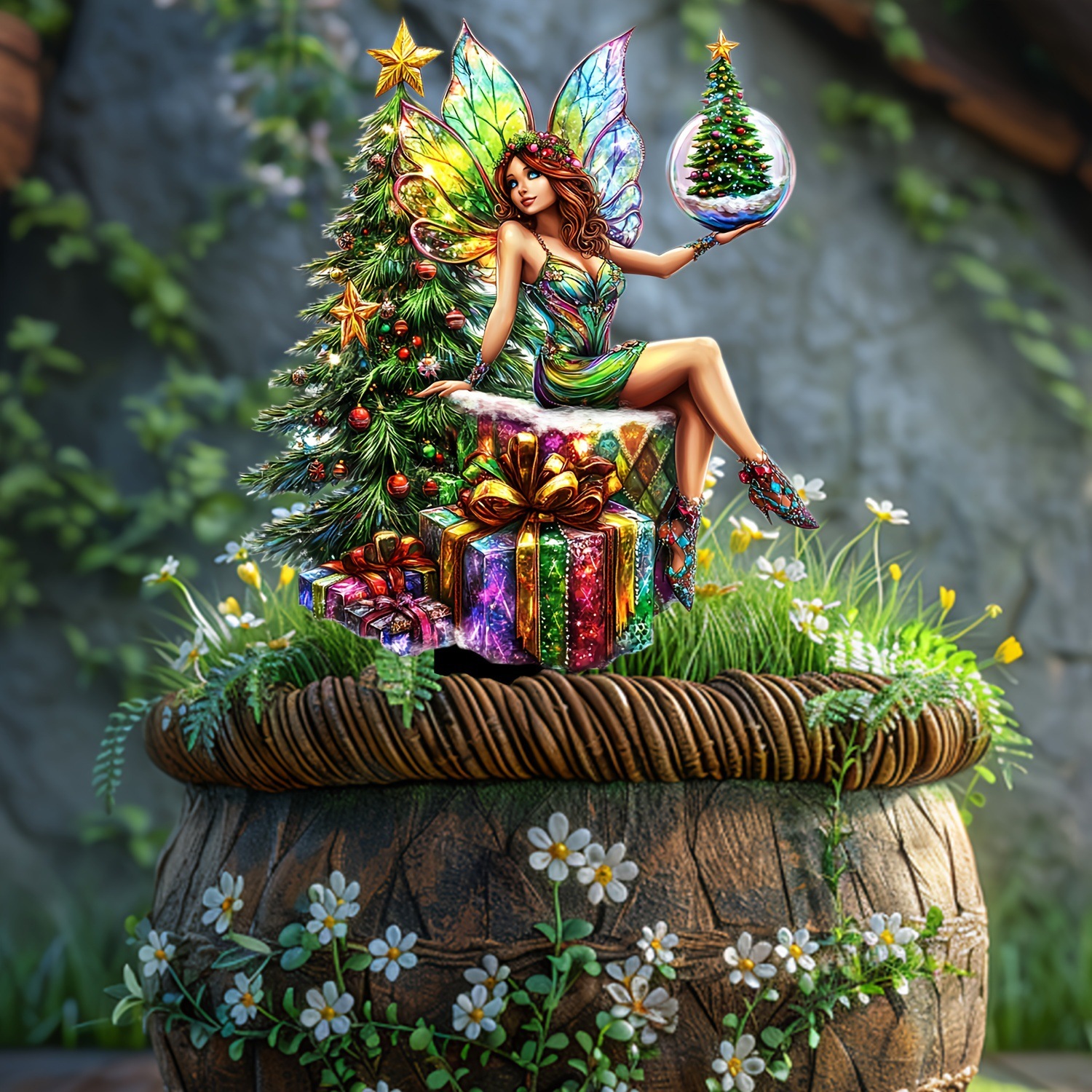 🔥Last Day Promotion 49% OFF-Christmas Tree Crystal Ball Rainbow Fairy