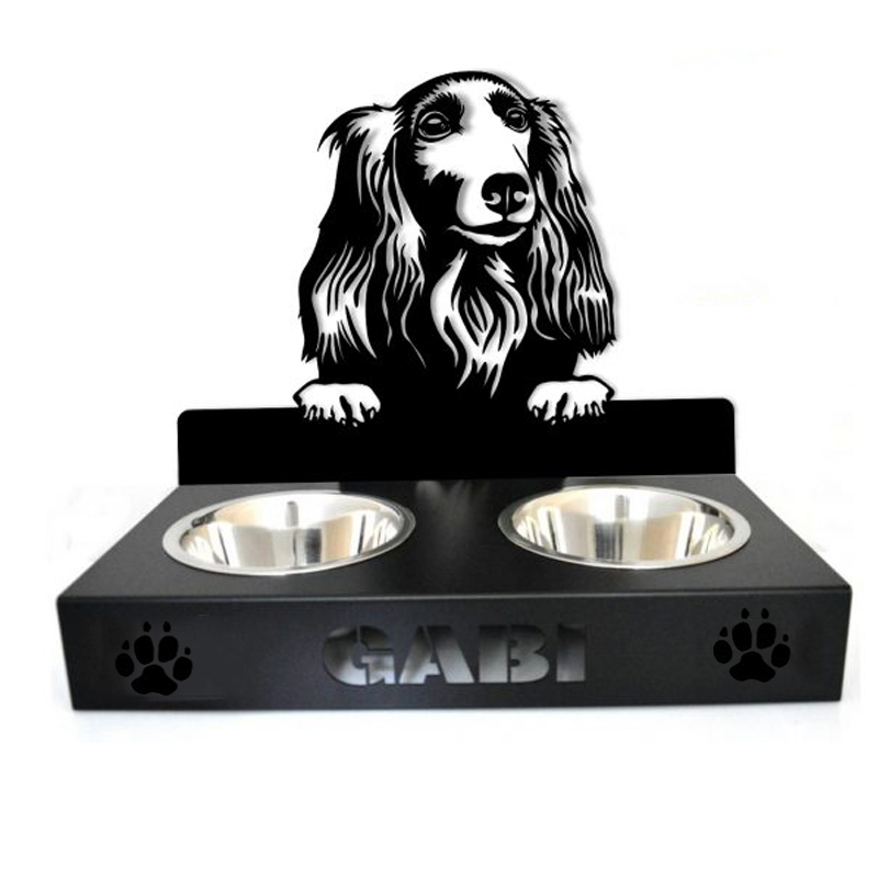Personalized dog food bowl holder– Customized with your pet’s name