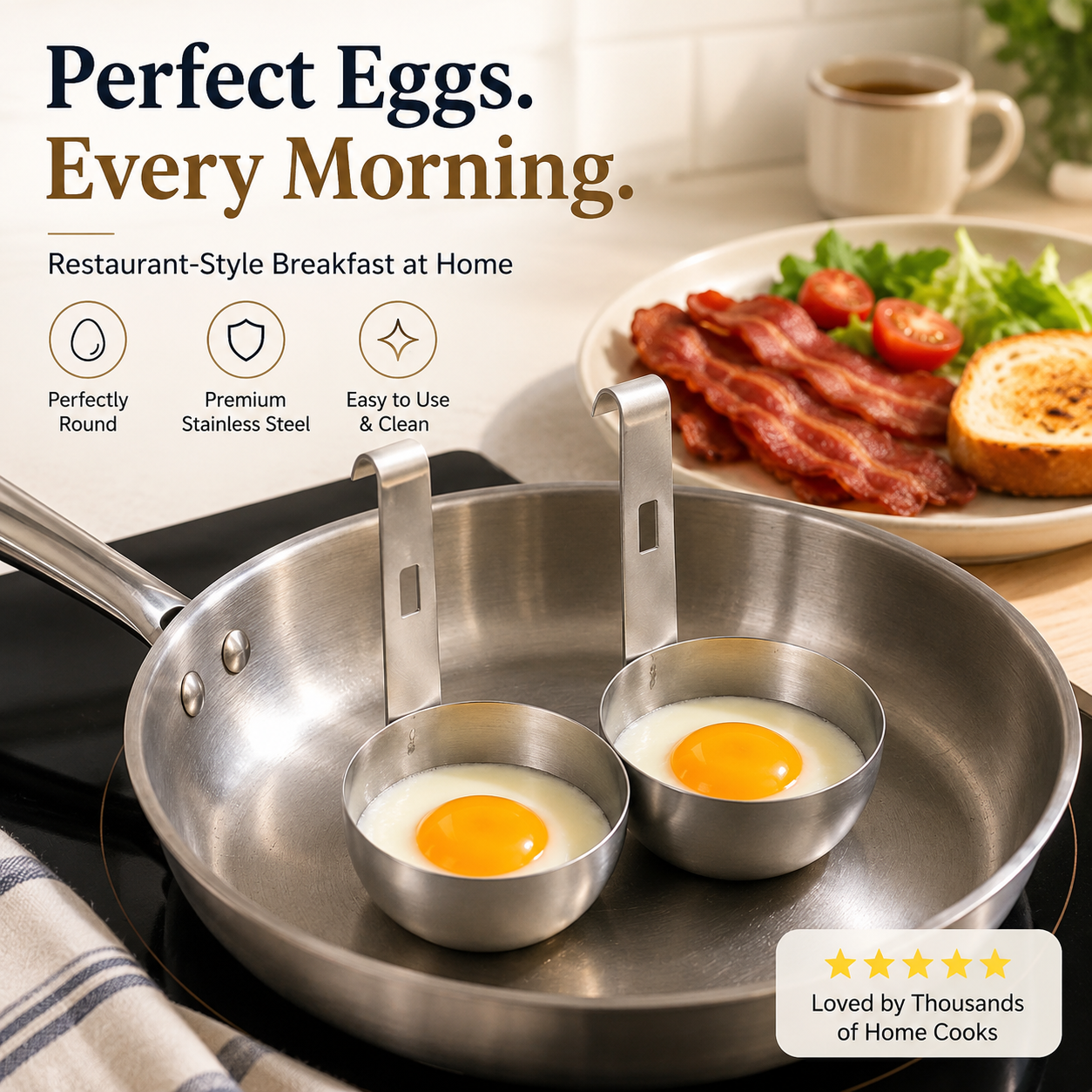 🍳 Stainless Steel Egg Poacher Cup – Hanging Pan Egg Cooker for Perfect Round Eggs-KOLAICH™