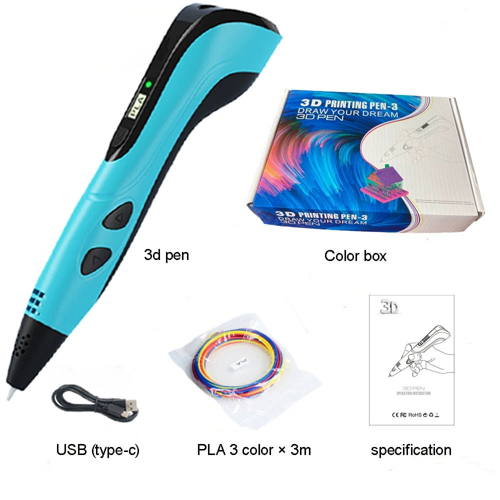 NEW 3D Printing Pen 3d Pen Set for Kids Chidren Child's Birthday Christmas Creative DIY Gift LCD Display with PLA Filament