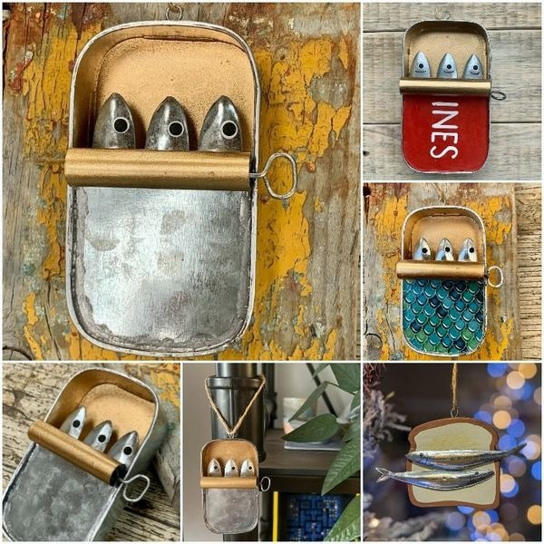 Tin of Sardines Quirky hanging ornament