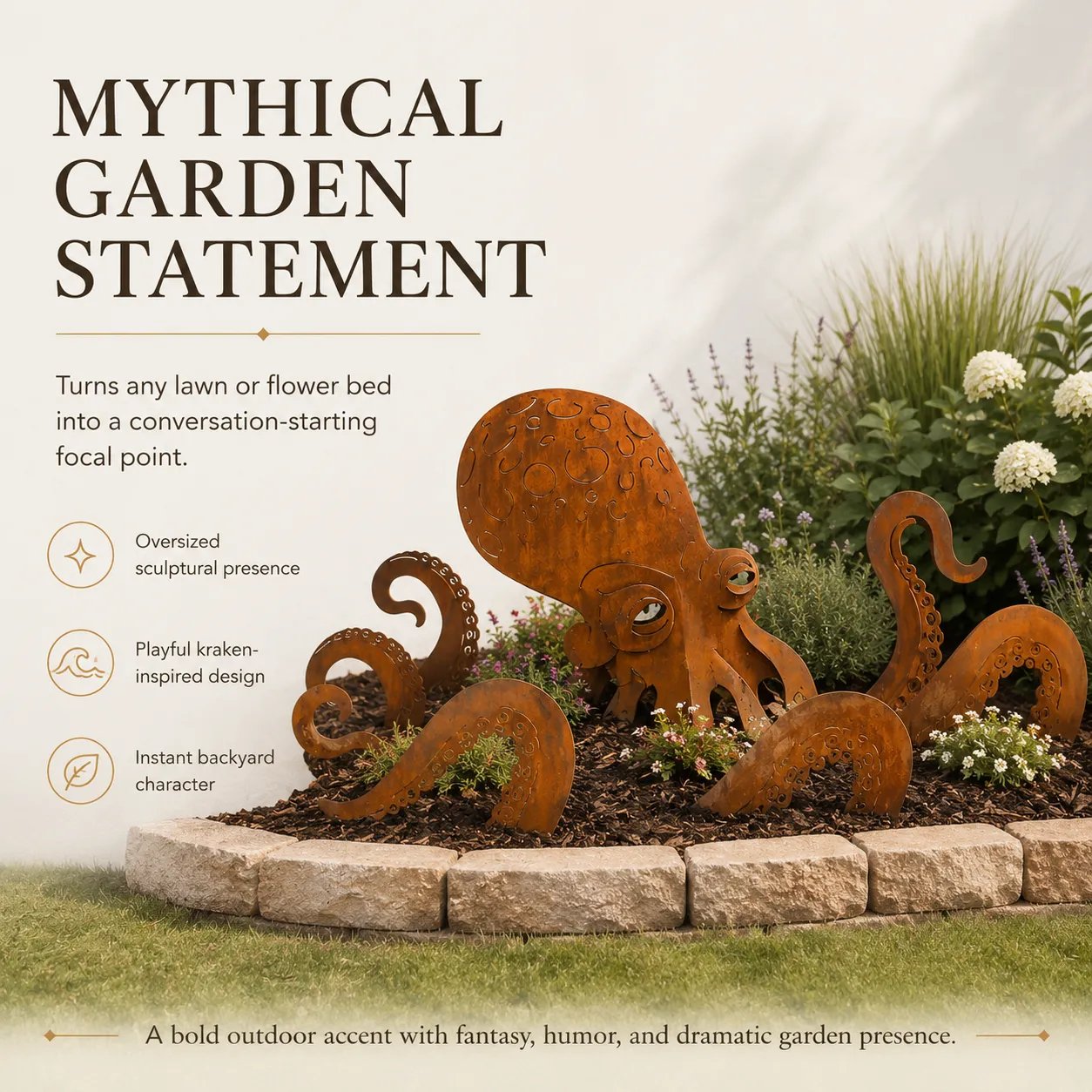 🔥2026 Hot Sale - 🐙Rust Patina Giant Squid Garden Sculpture-KOLAICH™