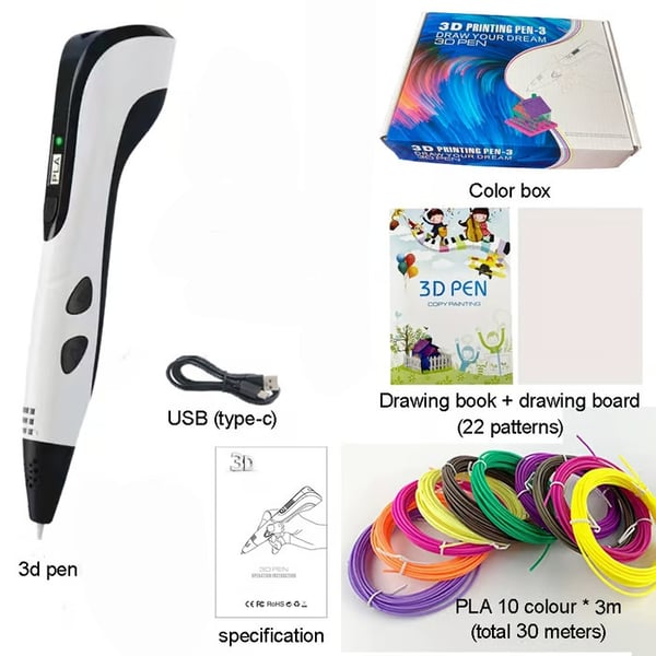 NEW 3D Printing Pen 3d Pen Set for Kids Chidren Child's Birthday Christmas Creative DIY Gift LCD Display with PLA Filament