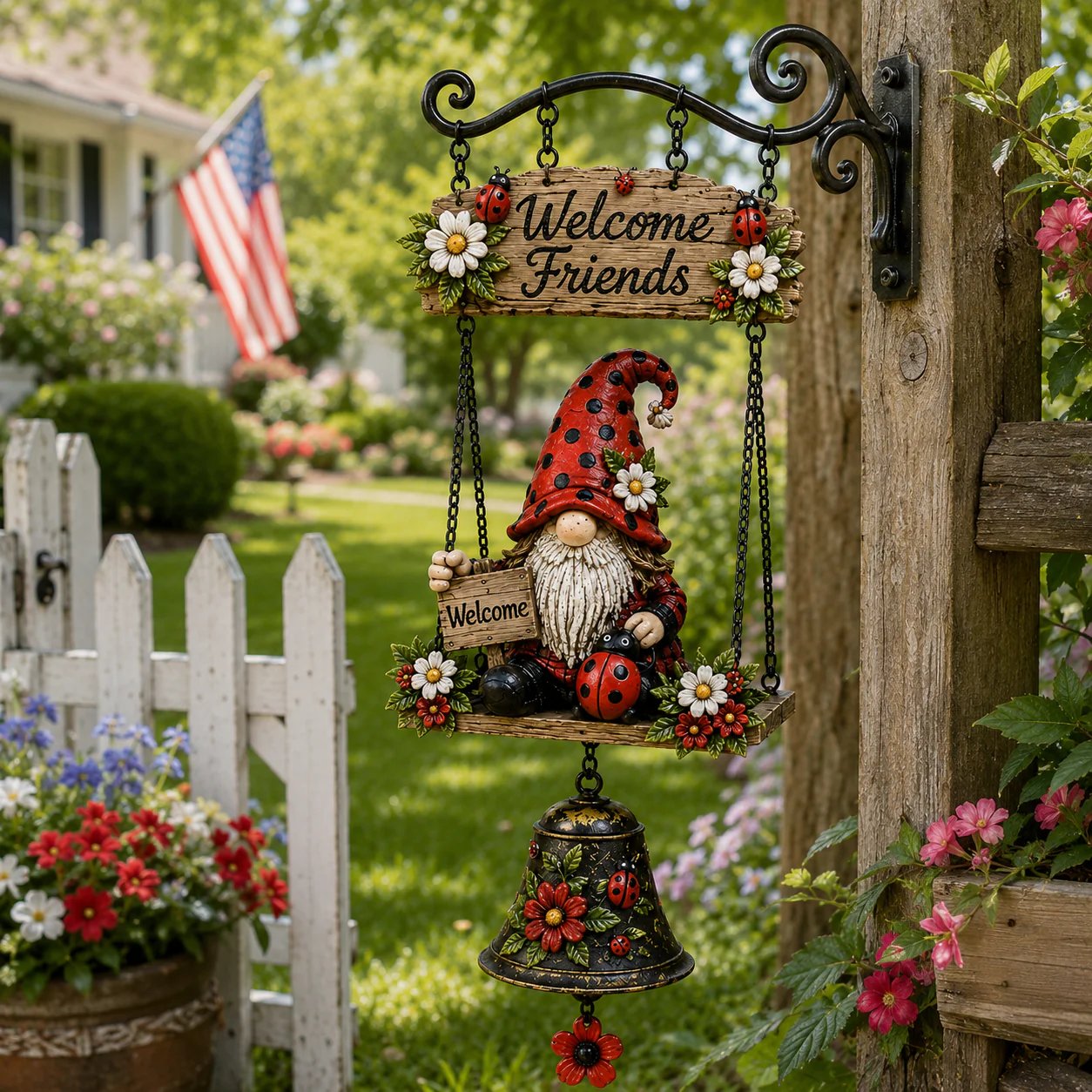 🔥50% OFF TODAY ONLY – Rustic Garden Gnome Bell Outdoor Decor 🐞🌼-KOLAICH™