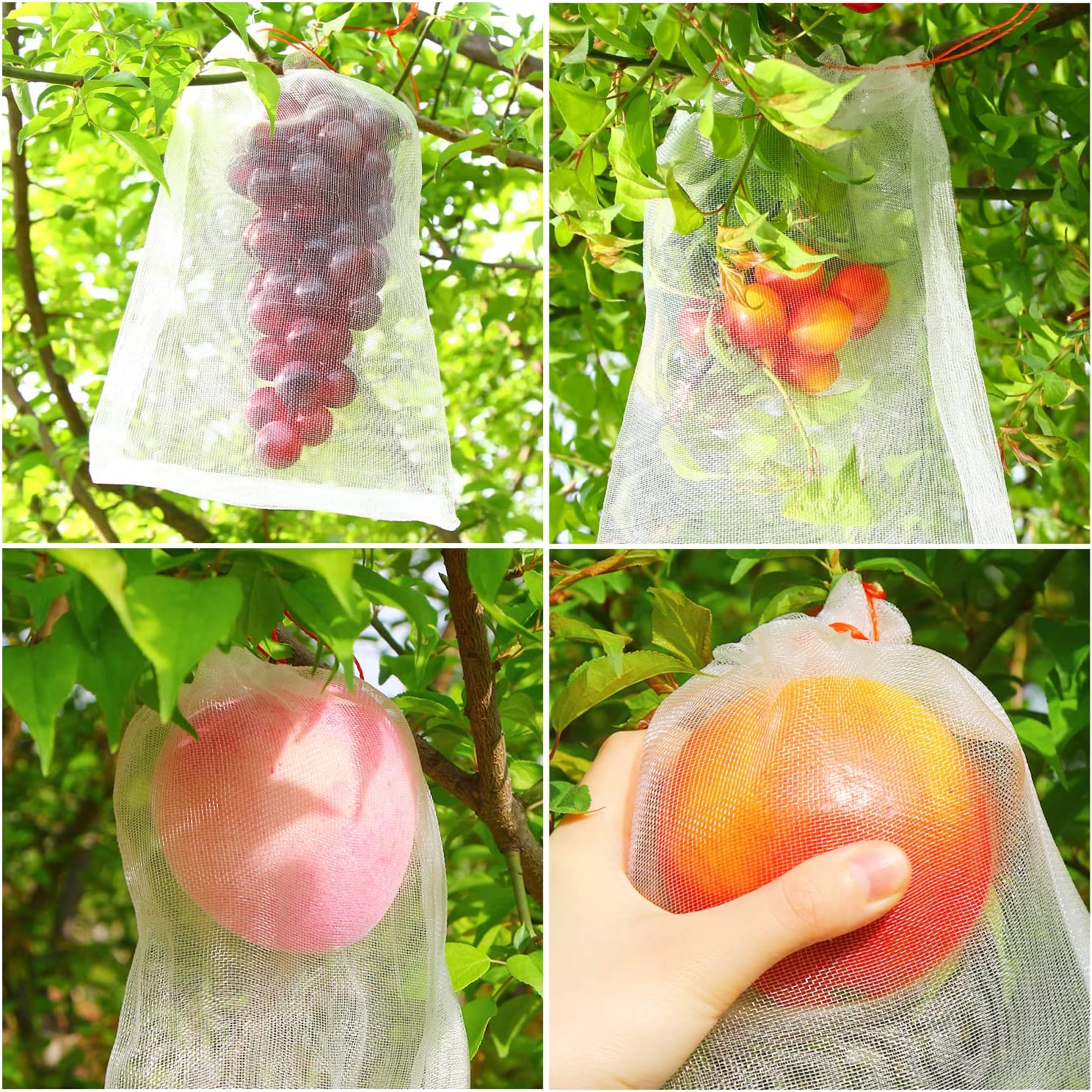 DIYASY 10Pcs Fruit Protection Bags, 8 x 12 Bird Netting Garden Netting Bags Mosquito Insect Nylon Mesh Barrier Bag with Drawstring for Protecting Fruit Tree, Plants, Vegetables-KOLAICH™