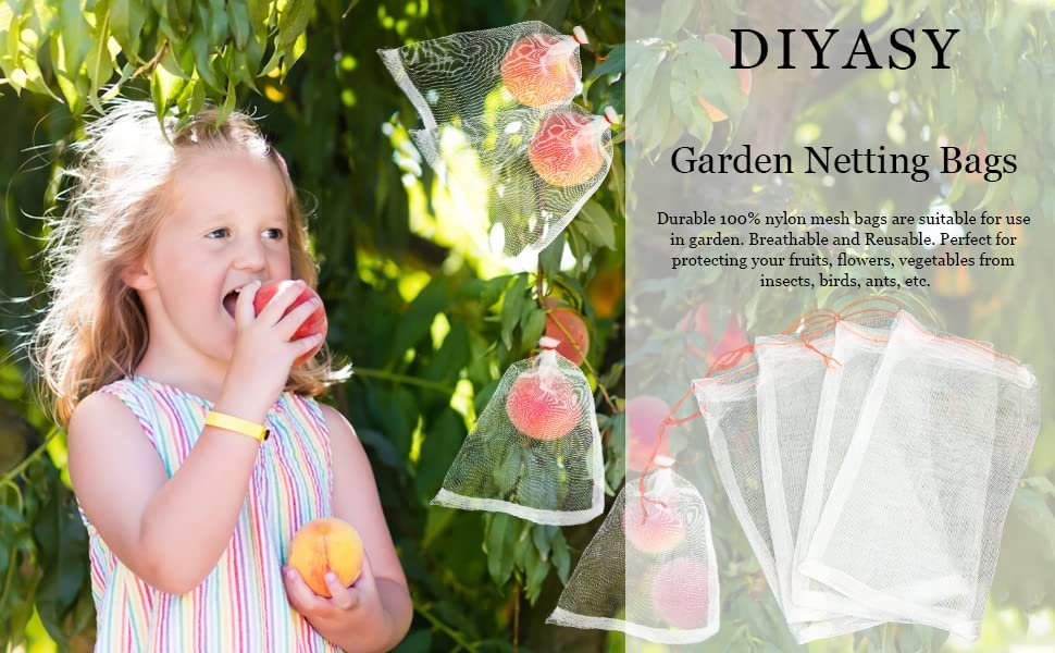 DIYASY 10Pcs Fruit Protection Bags, 8 x 12 Bird Netting Garden Netting Bags Mosquito Insect Nylon Mesh Barrier Bag with Drawstring for Protecting Fruit Tree, Plants, Vegetables-KOLAICH™