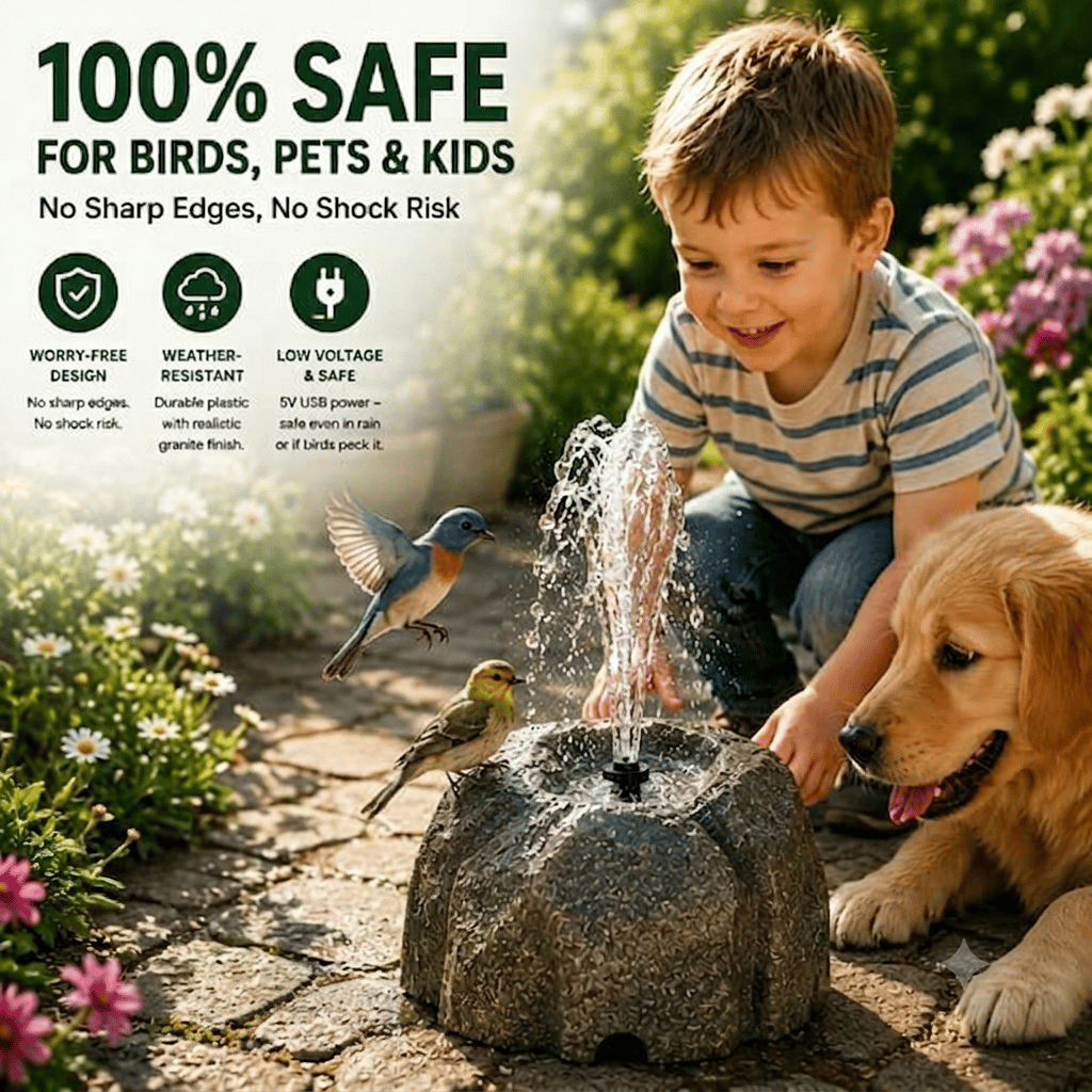 🐦⛲Realistic Granite Rock Bird Bath Fountain-KOLAICH™