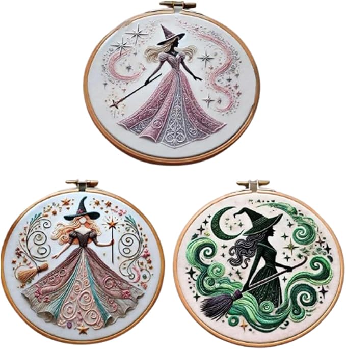 🔥LAST DAY 50% OFF🎉Pink Witch Embroidery KIT