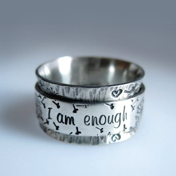 49% OFF - Silver Dandelion Spinner Ring - ''I'm enough exactly as I am''
